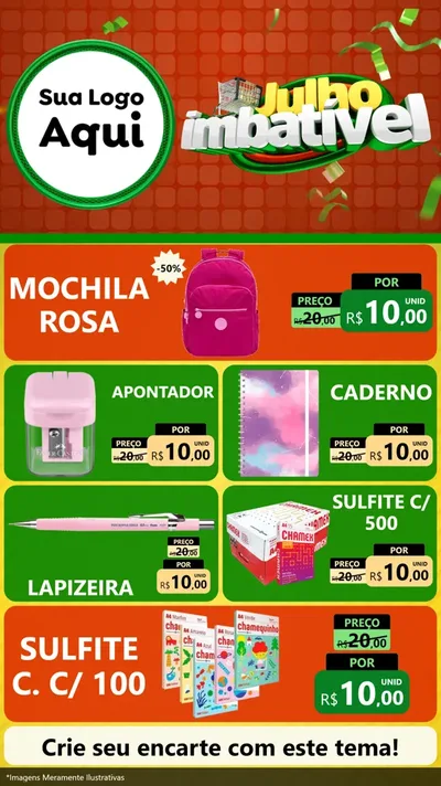 Modelo de TV para TV Vertical com o tema Julho Imbatível para Papelaria