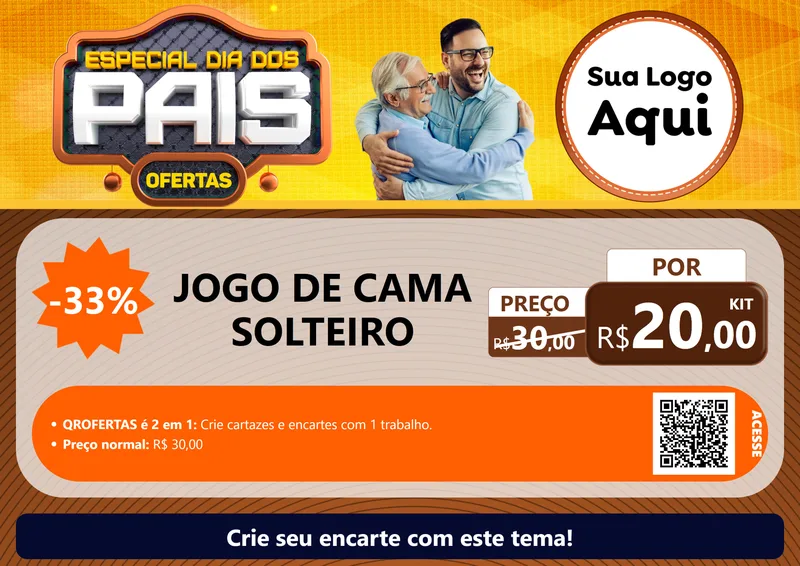 Modelo de Cartaz para Cartaz A4 Horizontal com o tema Especial Dia dos Pais para Cama, Mesa e Banho