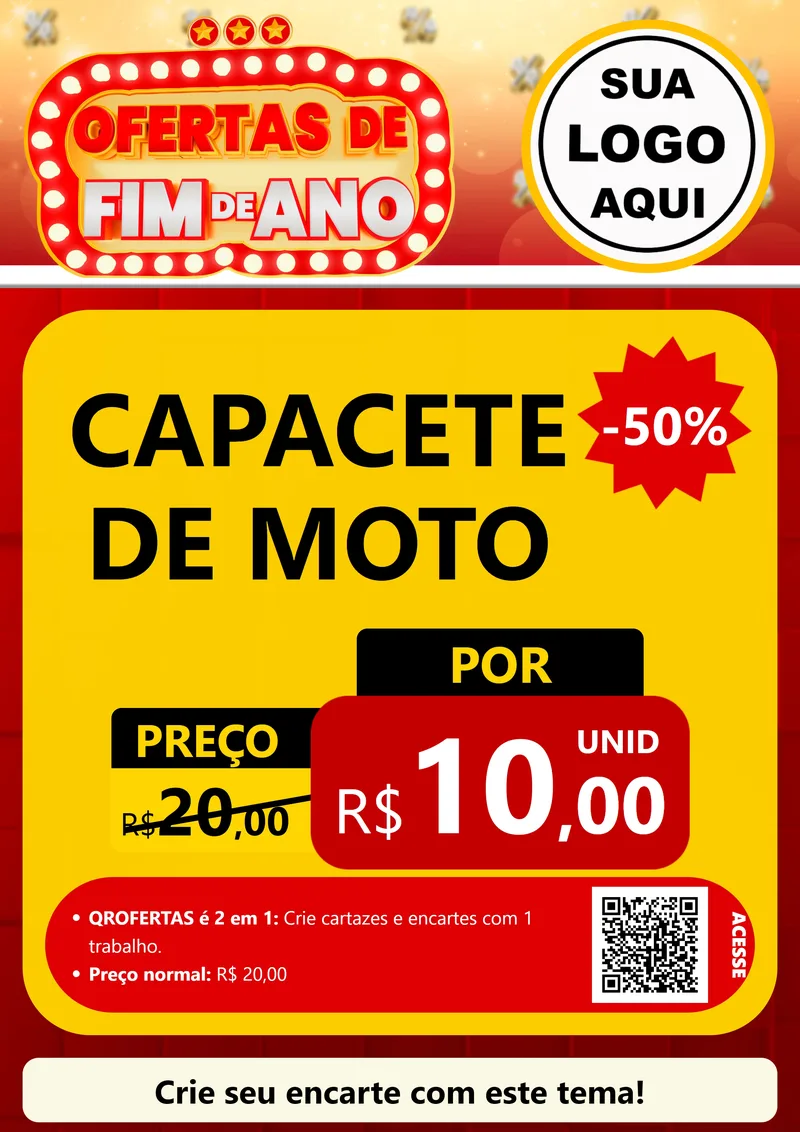 Modelo de Cartaz para Cartaz A4 Vertical com o tema Ofertas de Fim de Ano para Moto peças