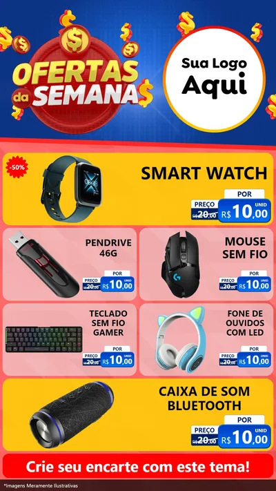 Modelo de TV para TV Vertical com o tema Ofertas Da Semana para Informática