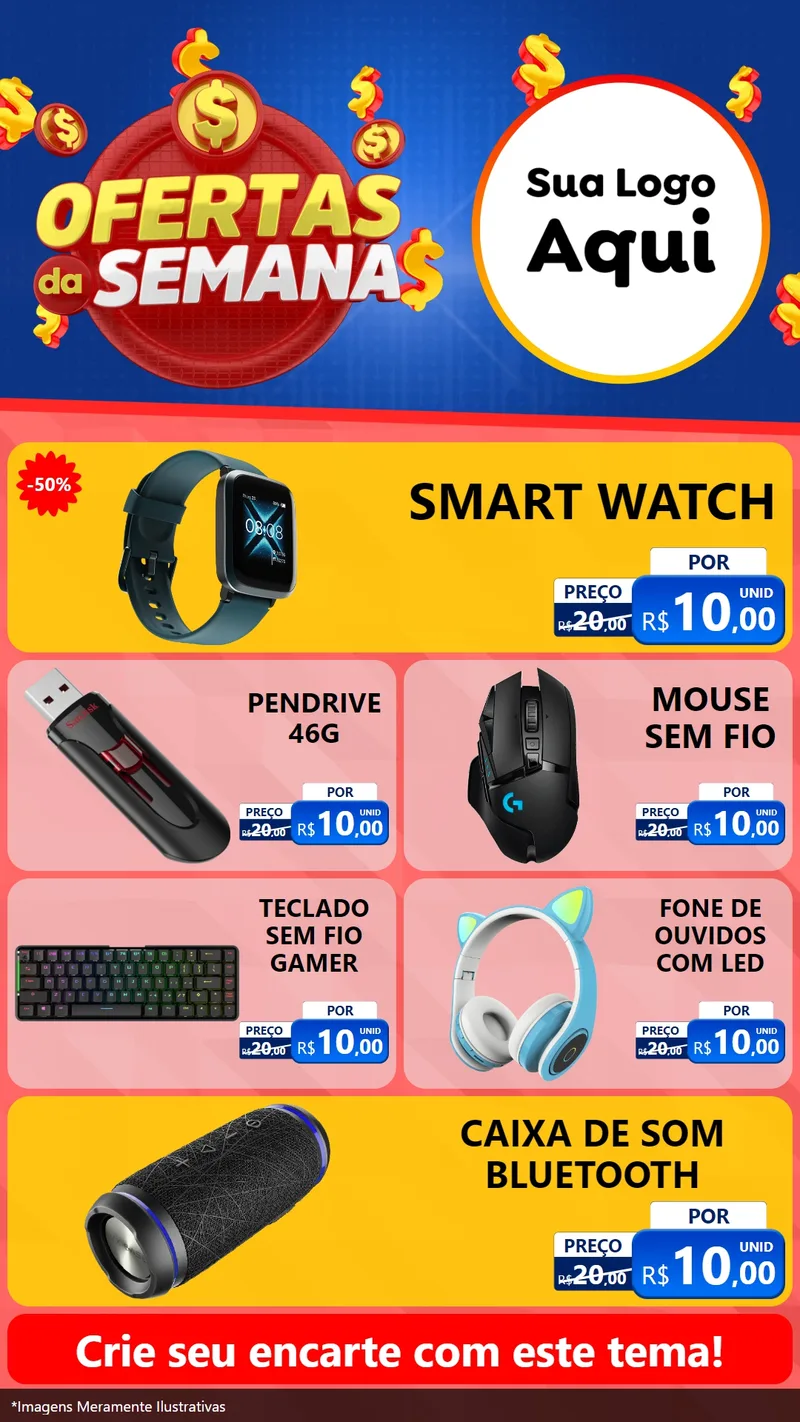 Modelo de TV para TV Vertical com o tema Ofertas Da Semana para Informática