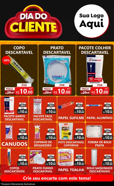 Modelo de Encarte para Encarte Grande com o tema Dia do Cliente para Embalagens