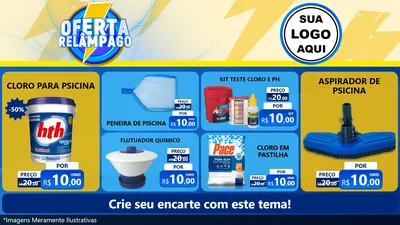 Modelo de TV para TV Horizontal com o tema Oferta Relâmpago para Produtos para Piscina