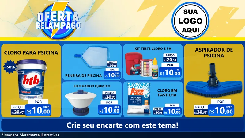 Modelo de TV para TV Horizontal com o tema Oferta Relâmpago para Produtos para Piscina