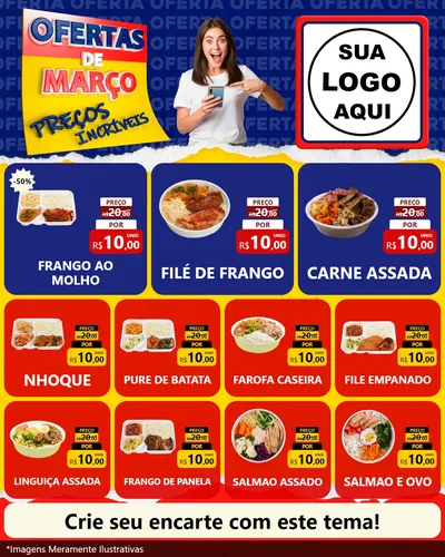 Modelo de Rede Social para Feed Instagram com o tema Ofertas de Março - Preços Incríveis para Restaurante