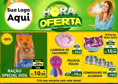 Modelo de Encarte para Encarte A4 Horizontal com o tema Hora da Oferta para Pet Shop
