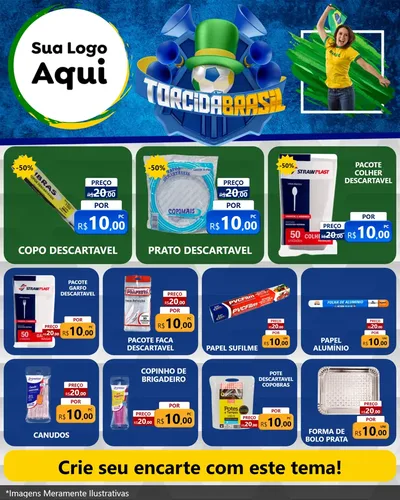 Modelo de Rede Social para Feed Instagram com o tema Torcida Brasil - Copa para Embalagens