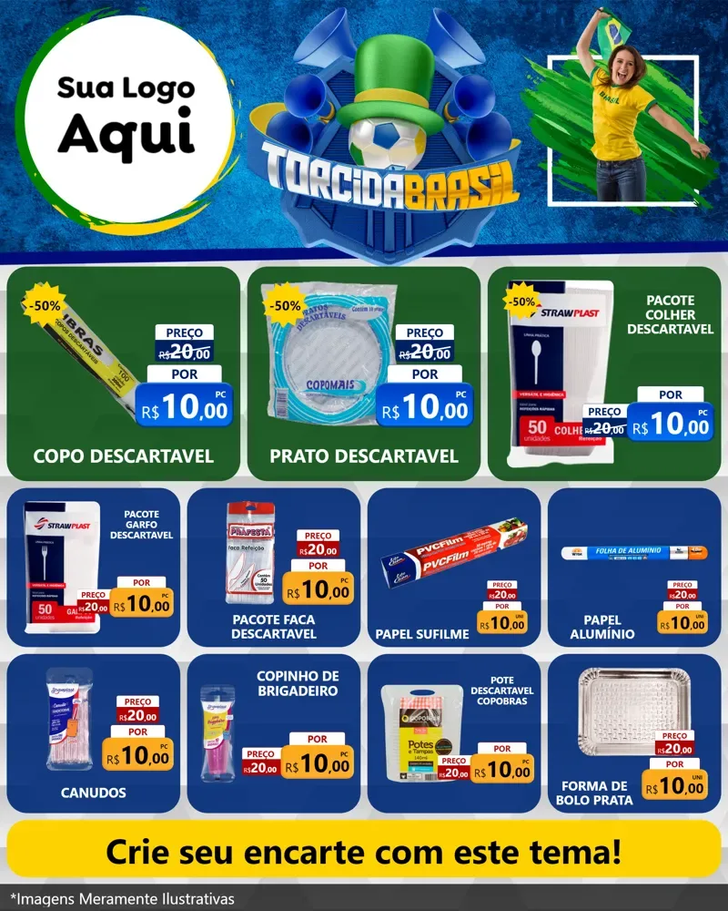 Modelo de Rede Social para Feed Instagram com o tema Torcida Brasil - Copa para Embalagens