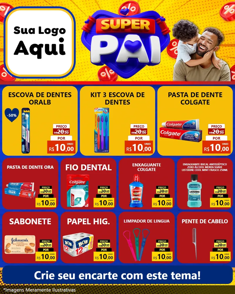Modelo de Rede Social para Feed Instagram com o tema Super Pai para Higiene Pessoal