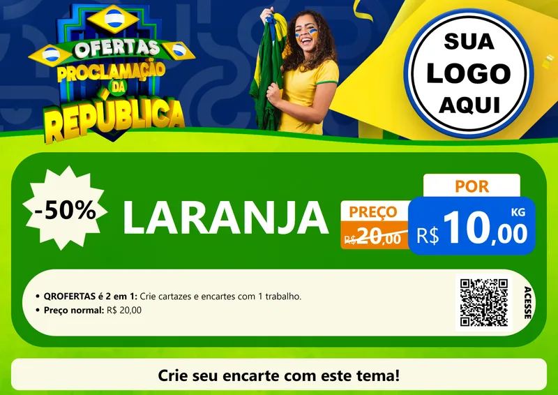 Modelo de Cartaz para Cartaz A4 Horizontal com o tema Ofertas Proclamação da República para Hortifrúti