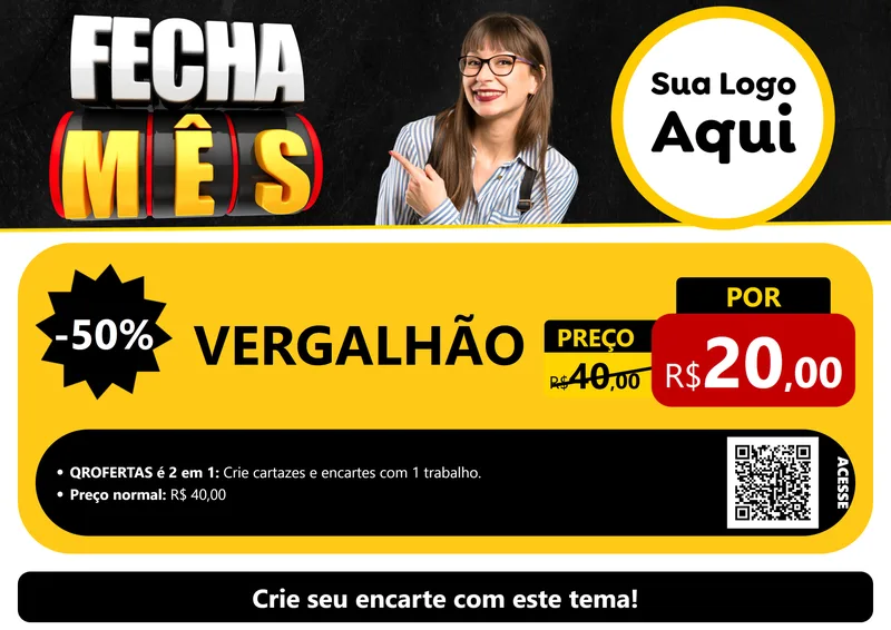 Modelo de Cartaz para Cartaz A4 Horizontal com o tema Fecha Mês para Ferragens