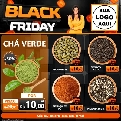 Modelo de Rede Social para Feed Facebook com o tema Black Friday para Produtos Naturais