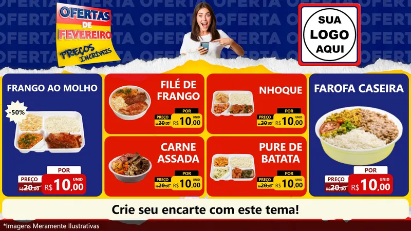 Modelo de TV para TV Horizontal com o tema Ofertas de Fevereiro - Preços Incríveis para Restaurante