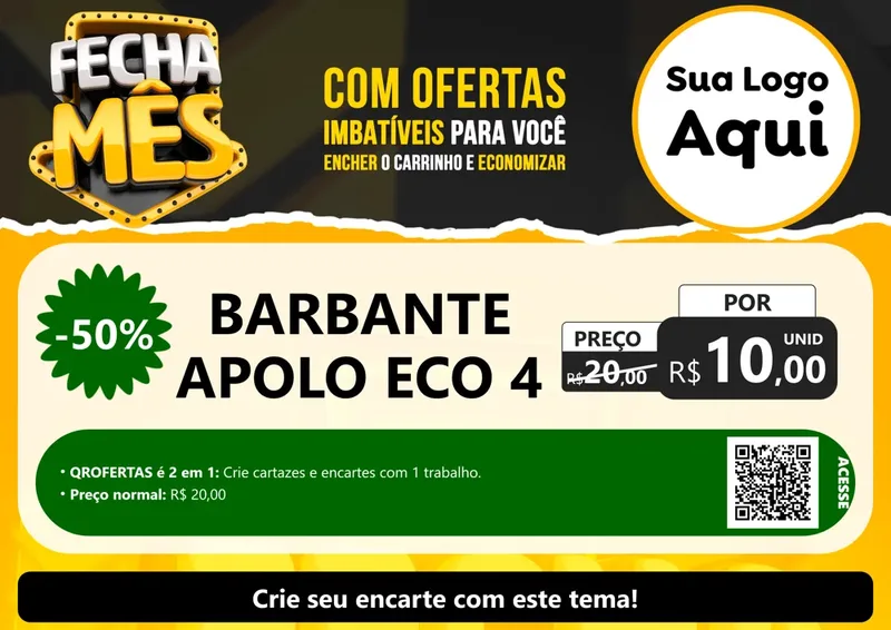 Modelo de Cartaz para Cartaz A4 Horizontal com o tema Fecha Mês para Armarinho e Aviamentos