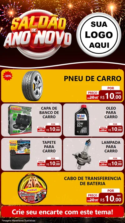 Modelo de TV para TV Vertical com o tema Saldão de Ano Novo para Auto peças