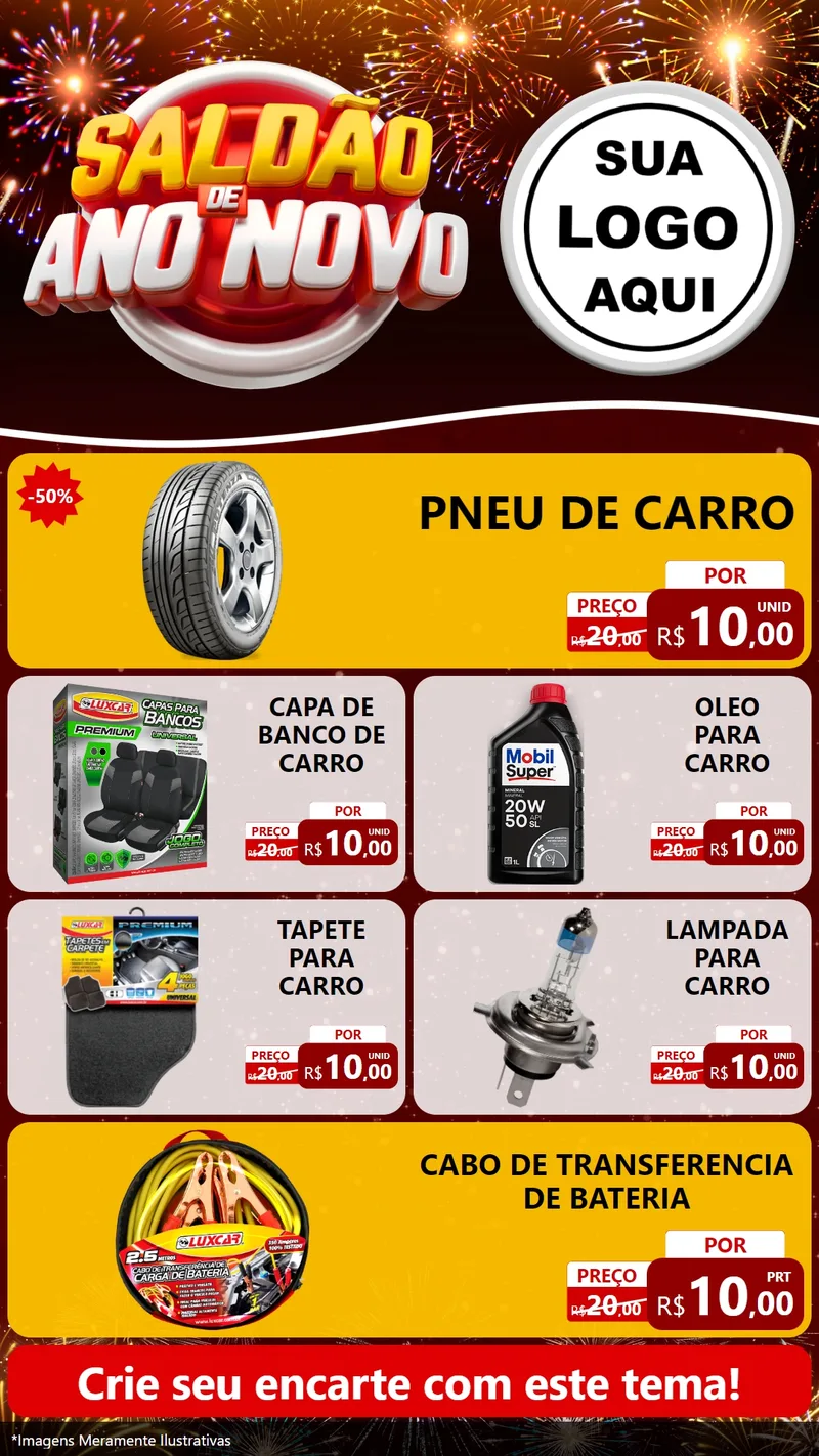 Modelo de TV para TV Vertical com o tema Saldão de Ano Novo para Auto peças