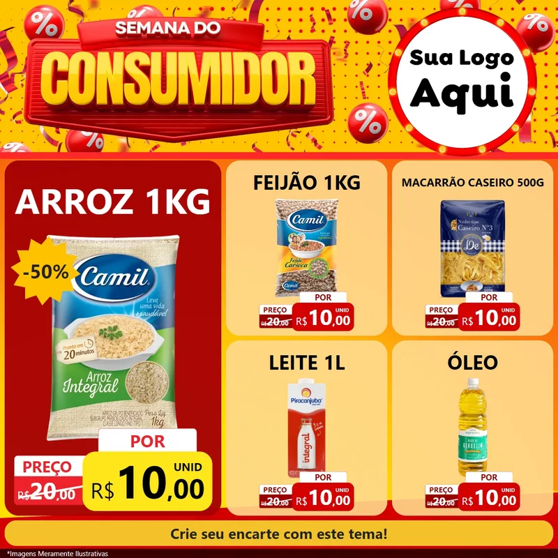 Modelo de Rede Social para Feed Facebook com o tema Semana do Consumidor para Supermercado