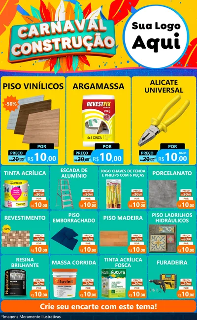 Modelo de Encarte para Encarte Grande com o tema Carnaval Construção para Material para Construção