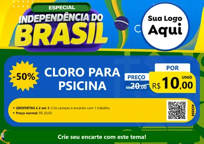 Modelo de Cartaz para Cartaz A4 Horizontal com o tema Especial Independência do Brasil para Produtos para Piscina