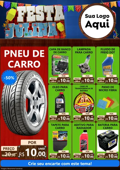 Modelo de Encarte para Encarte A4 Vertical com o tema Festa Julina para Auto peças