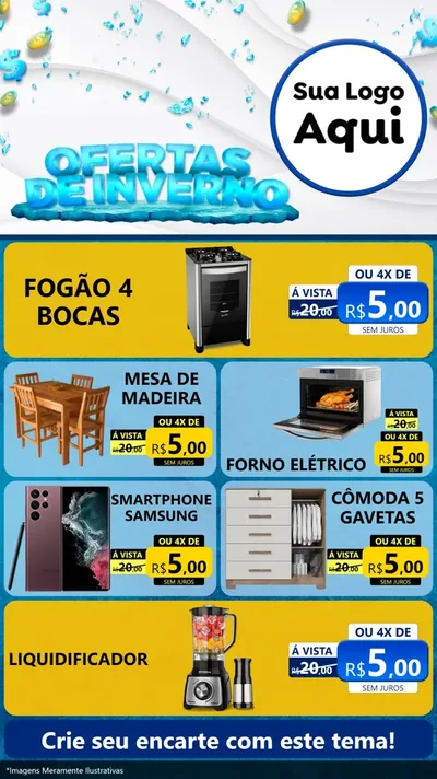 Modelo de TV para TV Vertical com o tema Ofertas de Inverno para Móveis e Eletro