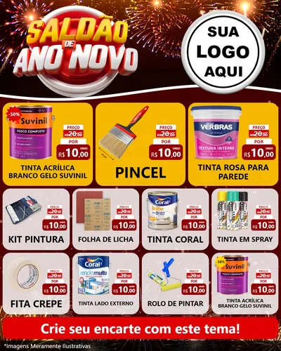 Modelo de Rede Social para Feed Instagram com o tema Saldão de Ano Novo para Tintas e Ferramentas