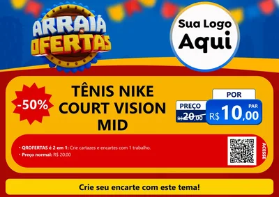 Modelo de Cartaz para Cartaz A4 Horizontal com o tema Arraiá de Ofertas - Junina para Calçados