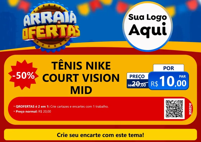 Modelo de Cartaz para Cartaz A4 Horizontal com o tema Arraiá de Ofertas - Junina para Calçados