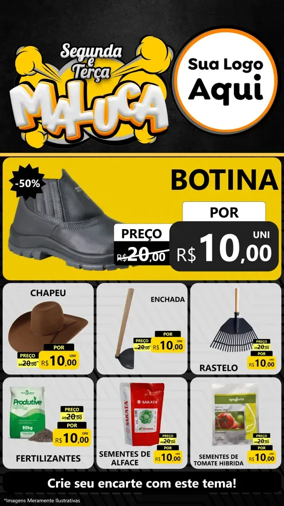 Modelo de Rede Social para Stories com o tema Segunda e Terça Maluca para Agropecuária