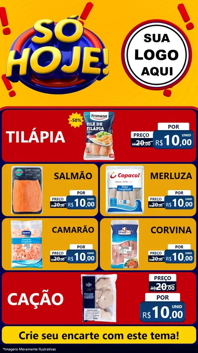 Modelo de TV para TV Vertical com o tema Só Hoje! para Peixaria