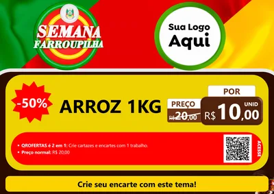 Modelo de Cartaz para Cartaz A4 Horizontal com o tema Semana Farroupilha para Supermercado