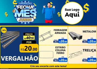 Modelo de Encarte para Encarte A4 Horizontal com o tema Operação Fecha Mês, Junho para Ferragens