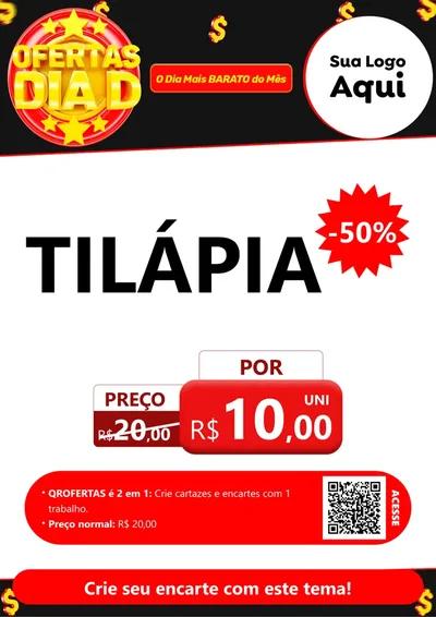 Modelo de Cartaz para Cartaz A4 Vertical com o tema Dia D para Peixaria