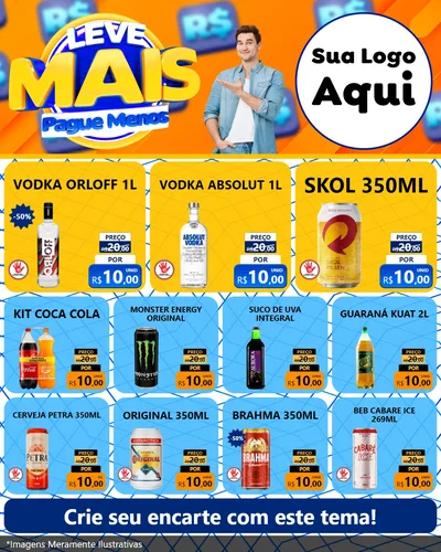 Modelo de Rede Social para Feed Instagram com o tema Leve Mais, Pague Menos para Distribuidora de bebidas
