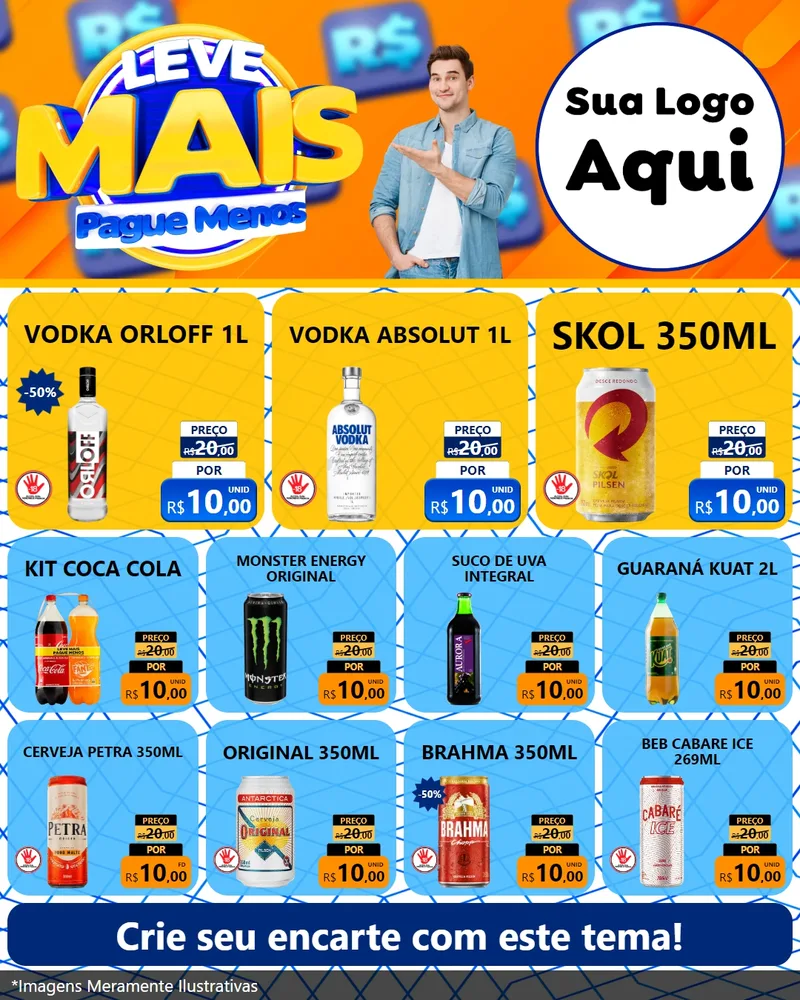 Modelo de Rede Social para Feed Instagram com o tema Leve Mais, Pague Menos para Distribuidora de bebidas