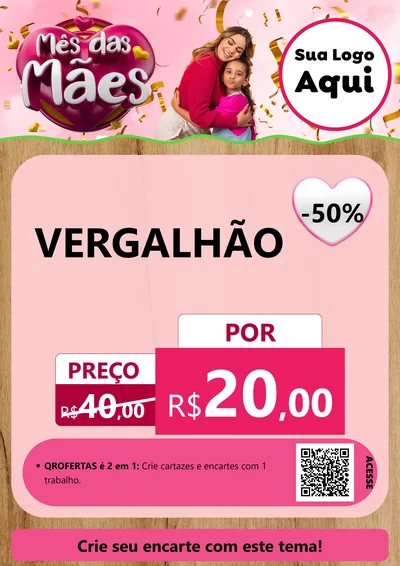 Modelo de Cartaz para Cartaz A4 Vertical com o tema Mês das Mães para Ferragens