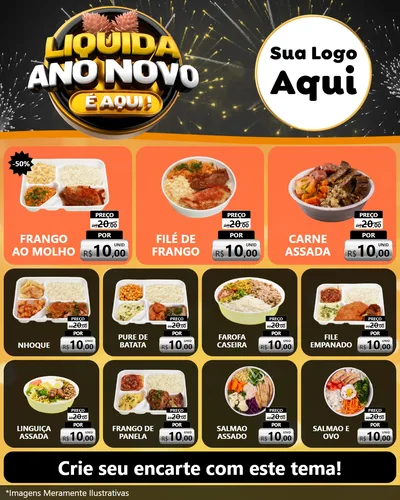 Modelo de Rede Social para Feed Instagram com o tema Liquida Ano Novo É Aqui! para Restaurante
