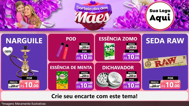 Modelo de TV para TV Horizontal com o tema Sorteio Dia das Mães para Tabacaria