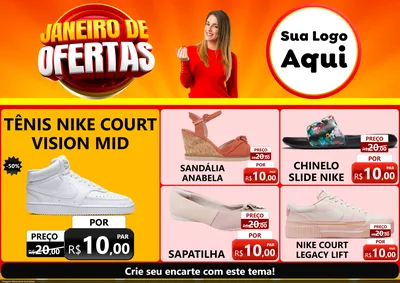 Modelo de Encarte para Encarte A4 Horizontal com o tema Janeiro de Ofertas para Calçados