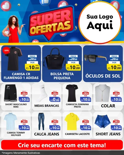 Modelo de Rede Social para Feed Instagram com o tema Super Ofertas para Roupas e acessórios