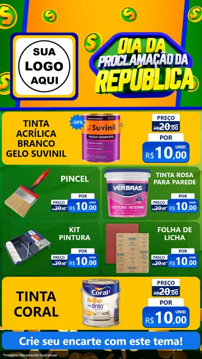Modelo de TV para TV Vertical com o tema Dia Da Proclamação da República para Tintas e Ferramentas