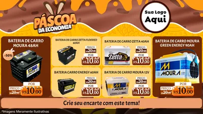 Modelo de TV para TV Horizontal com o tema Páscoa da Economia para Baterias Elétricas
