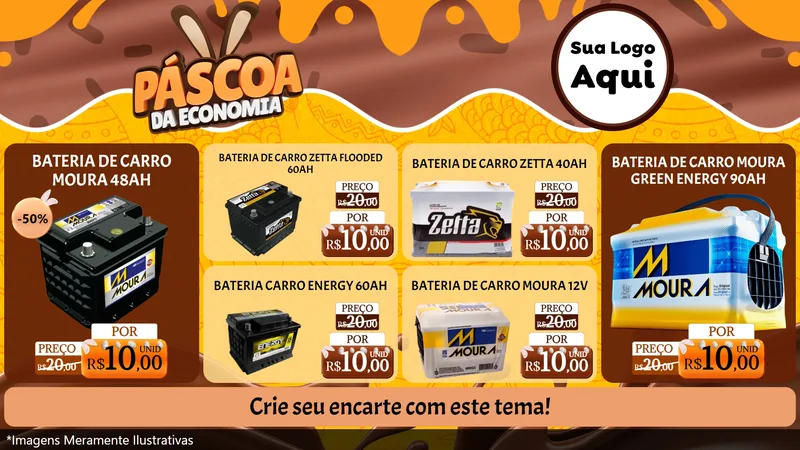 Modelo de TV para TV Horizontal com o tema Páscoa da Economia para Baterias Elétricas