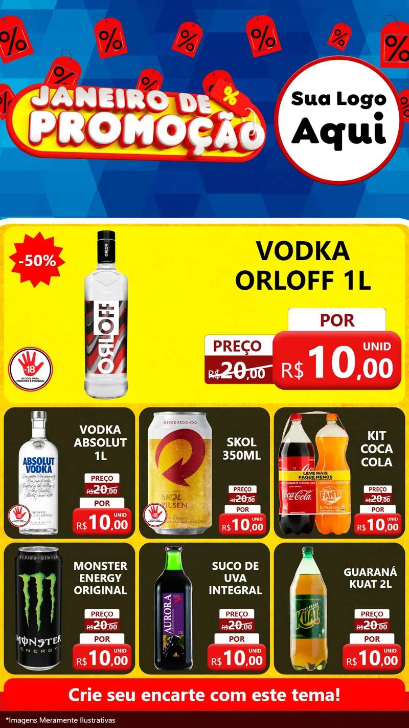 Modelo de Rede Social para Stories com o tema Janeiro de Promoção para Distribuidora de bebidas