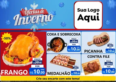 Modelo de Encarte para Encarte A4 Horizontal com o tema Ofertas de Inverno para Assados