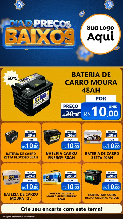 Modelo de Rede Social para Stories com o tema Dia D Preço Baixo para Baterias Elétricas