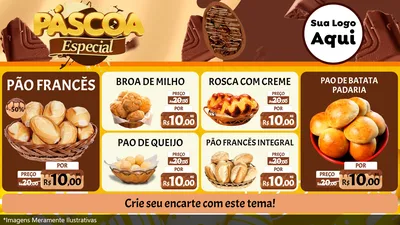 Modelo de TV para TV Horizontal com o tema Páscoa Especial para Padaria