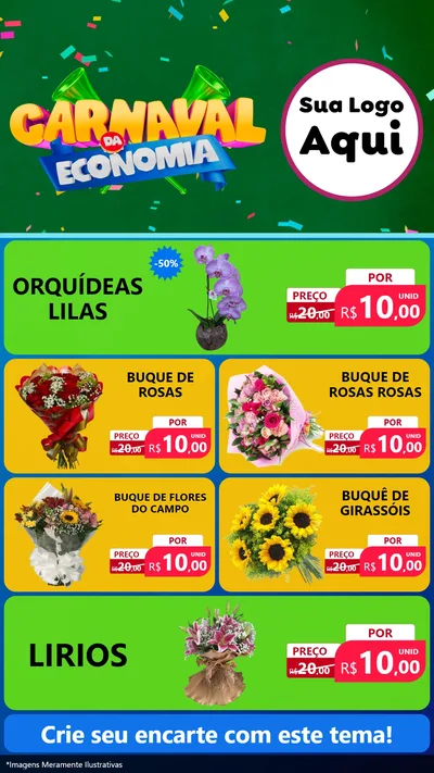 Modelo de TV para TV Vertical com o tema Carnaval da Economia para Floricultura e jardim
