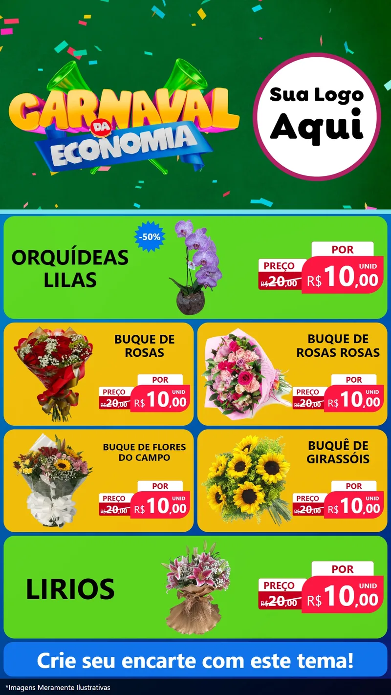 Modelo de TV para TV Vertical com o tema Carnaval da Economia para Floricultura e jardim
