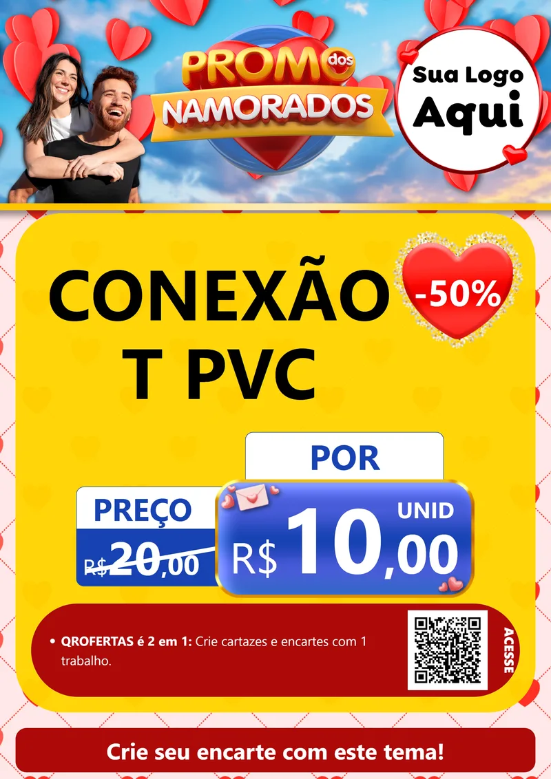 Modelo de Cartaz para Cartaz A4 Vertical com o tema Promo dos Namorados para Tubos e conexões